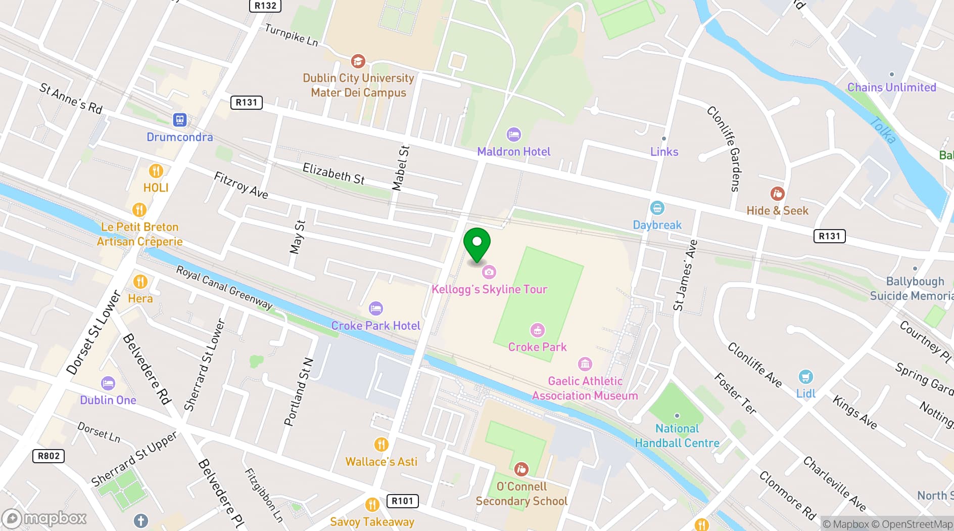 Map showing Croke Park