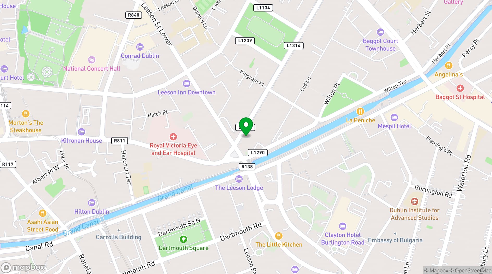 Map showing No. 25 Fitzwilliam Place