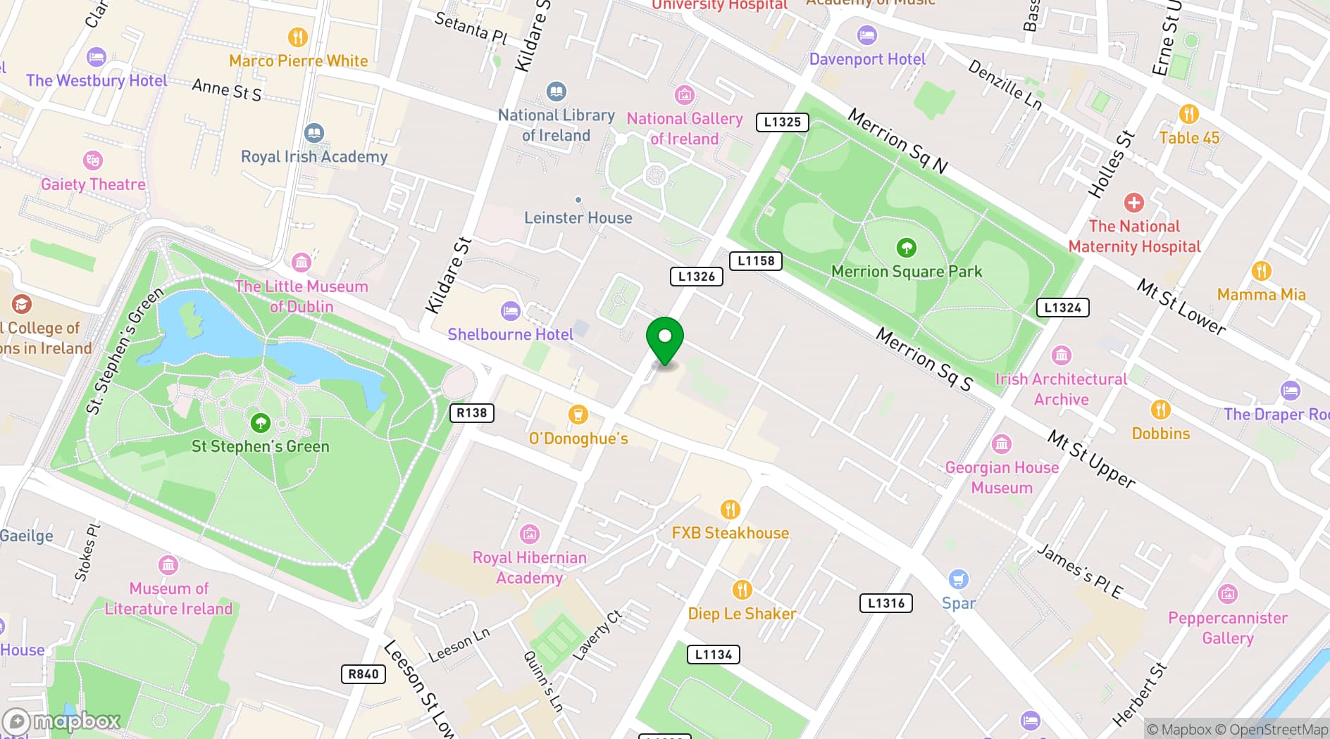 Map showing The Merrion Hotel