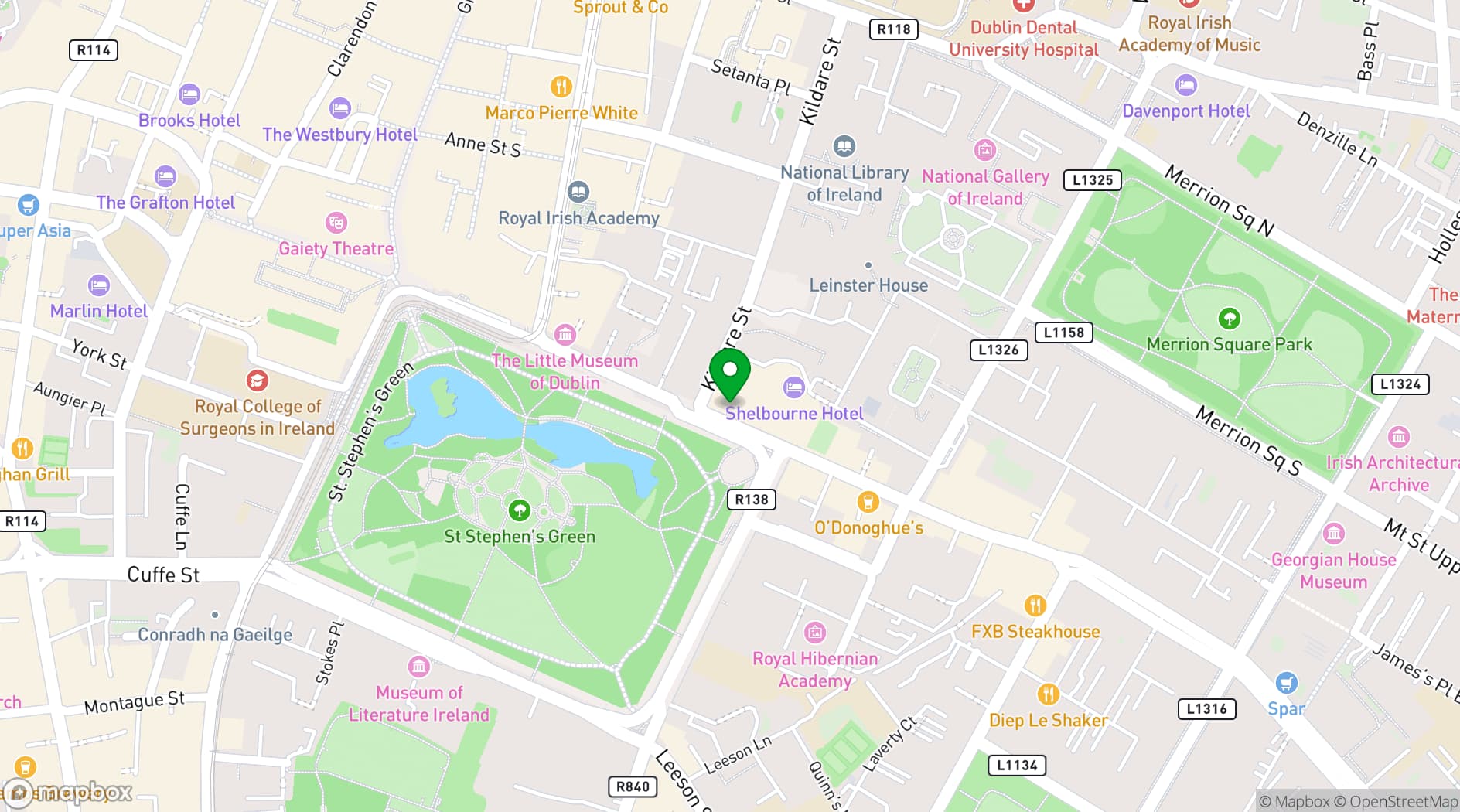 Map showing The Shelbourne Hotel