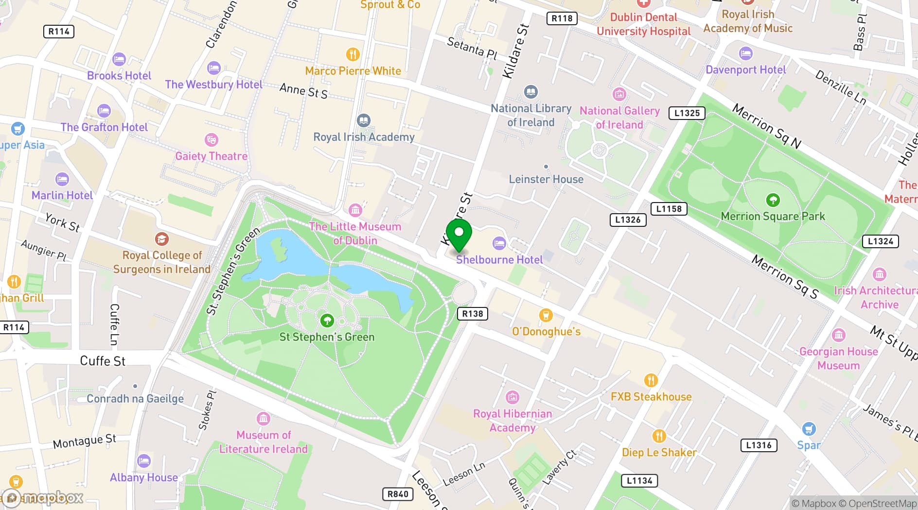 Map showing The Shelbourne
