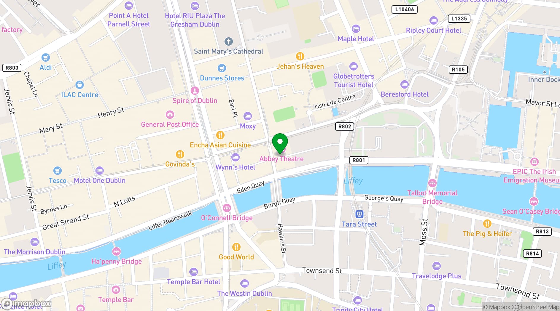 Map showing Abbey Theatre