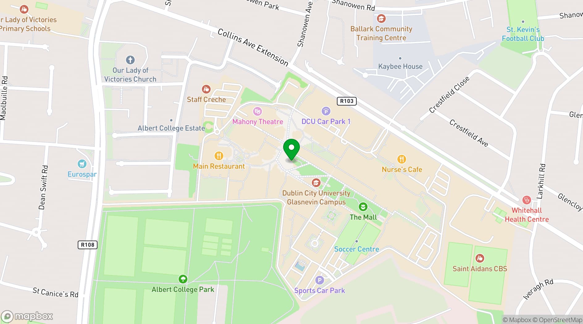 Map showing DCU Rooms