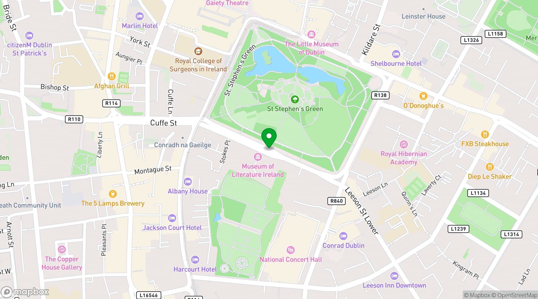 Map showing Fitzwilliam Hotel Dublin