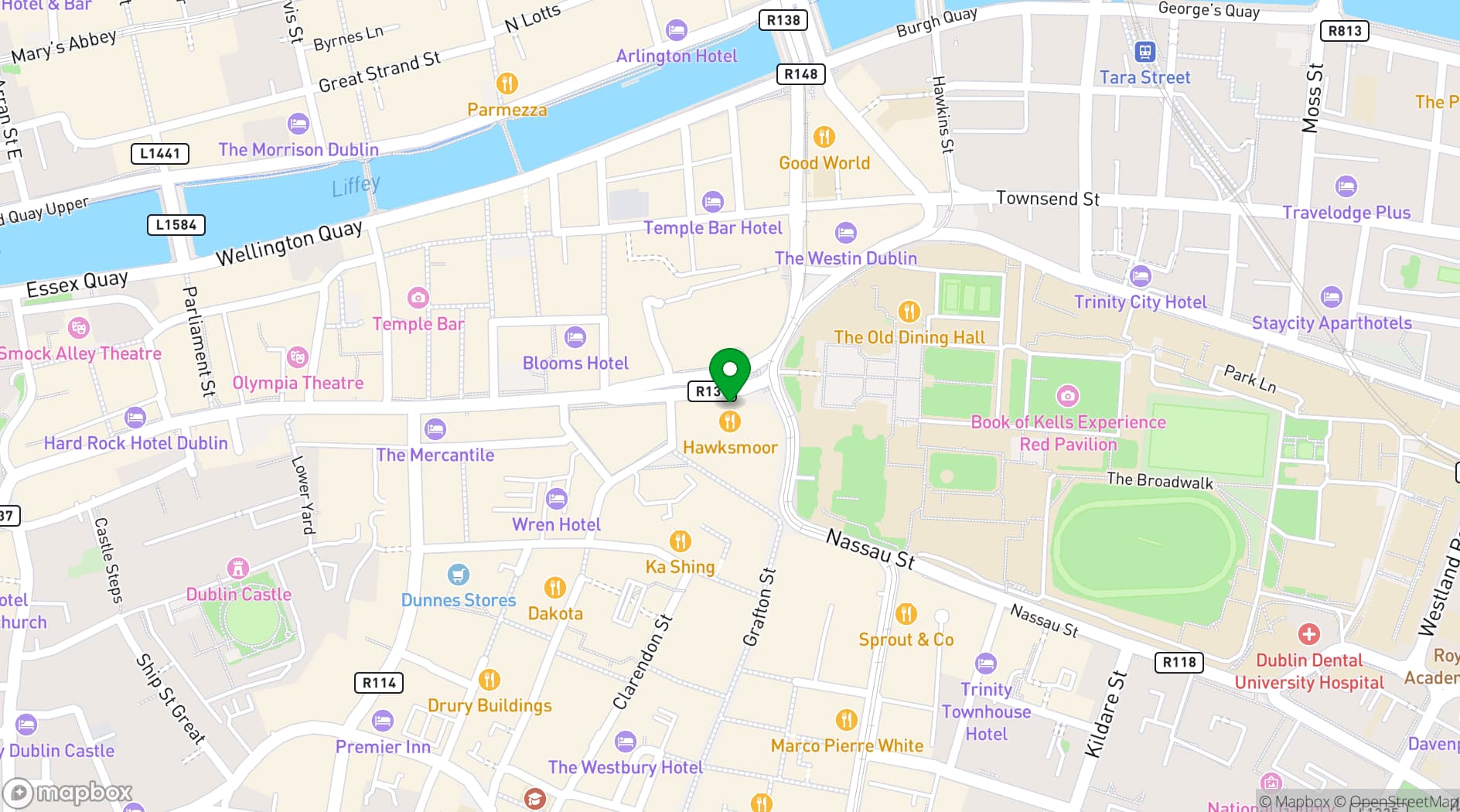 Map showing Hawksmoor Dublin