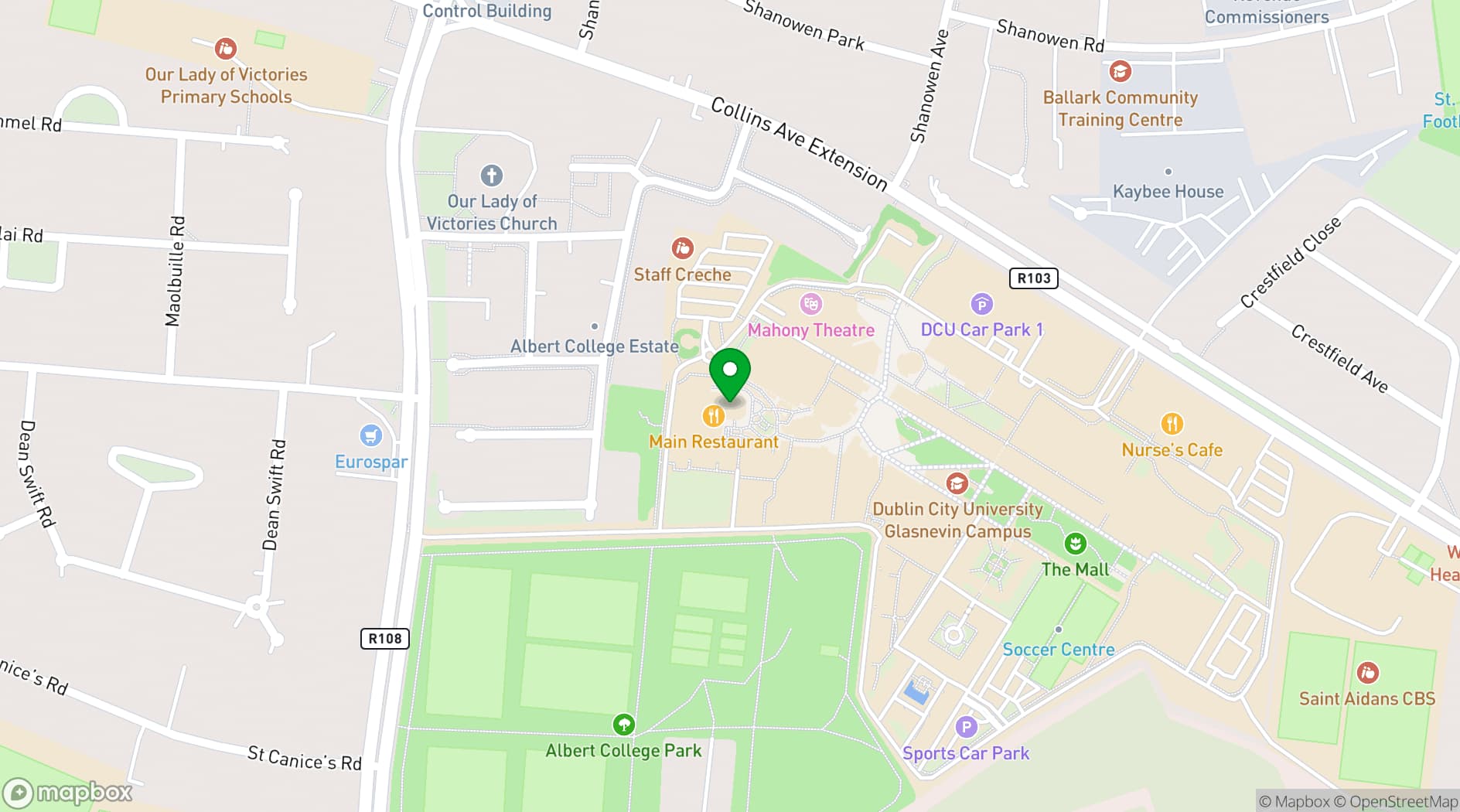 Map showing DCU Conferencing Dublin