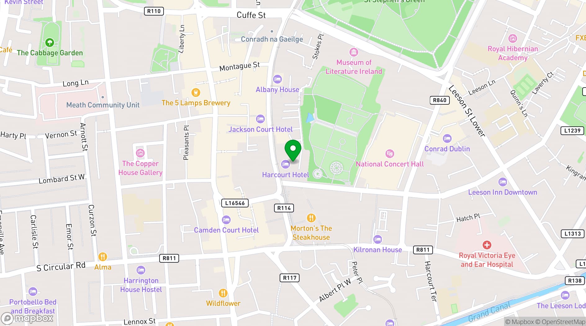 Map showing Harcourt Bar & Garden Lounge