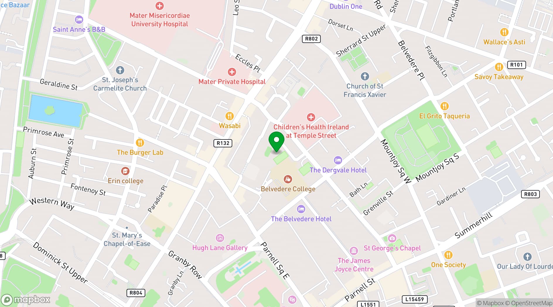 Map showing Hardwicke Street Community Centre
