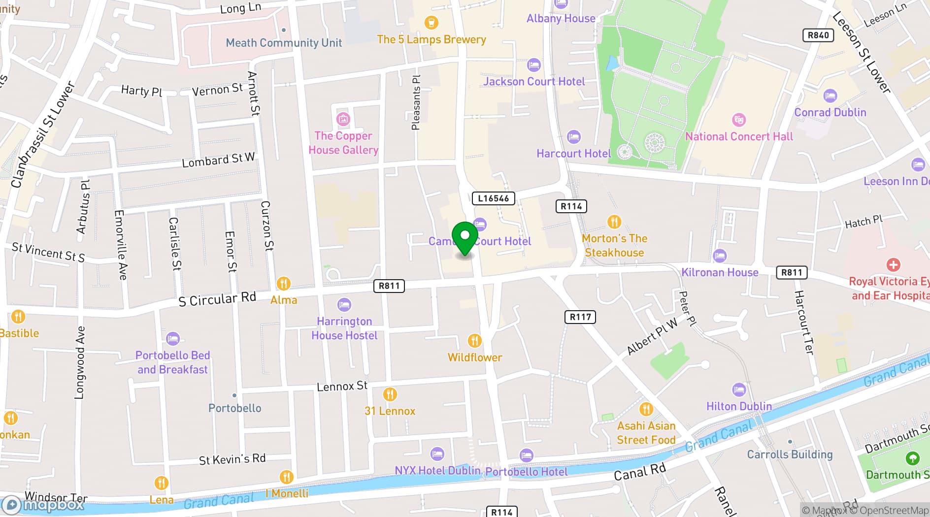 Map showing The Alex Hotel