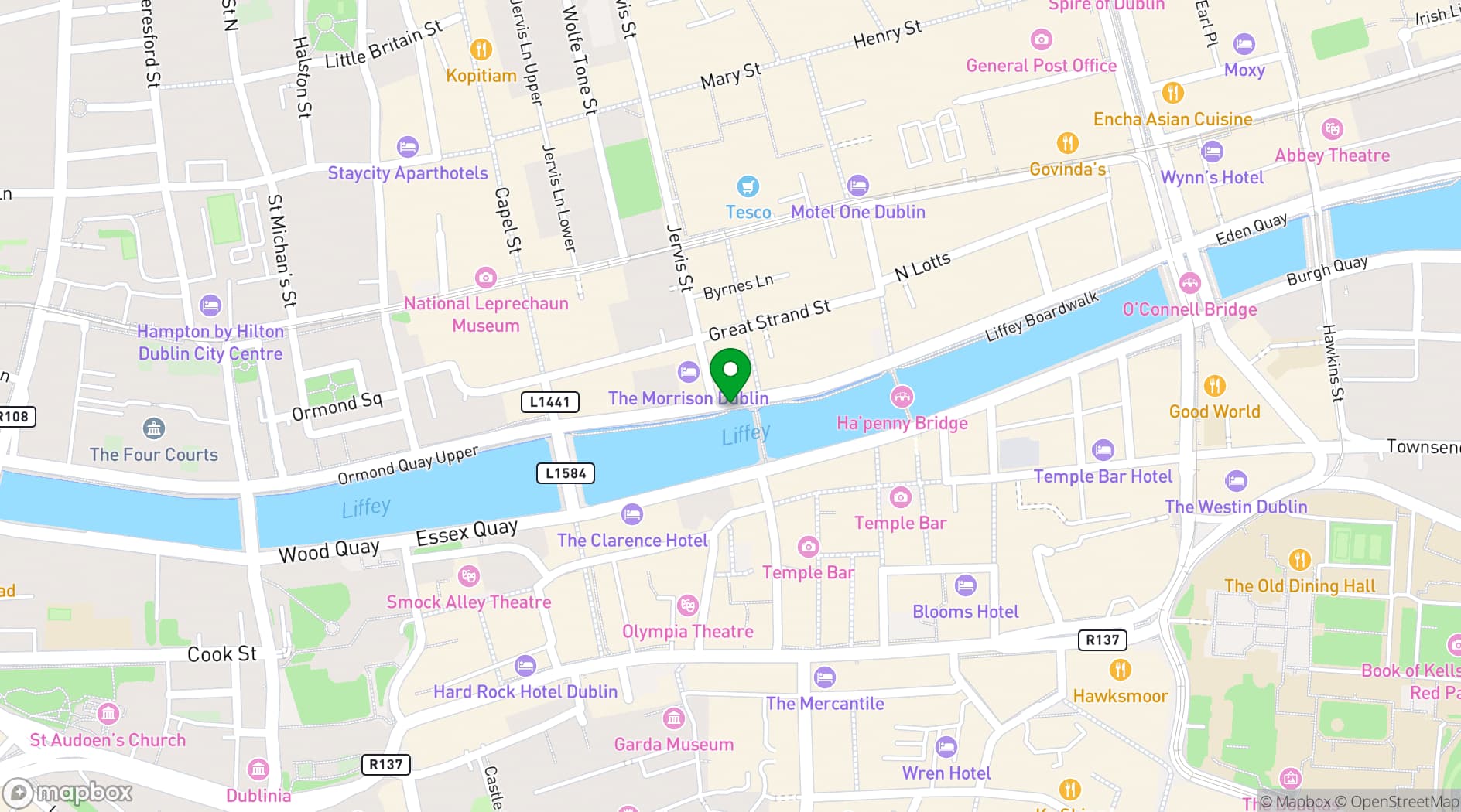 Map showing Morrison Hotel Dublin