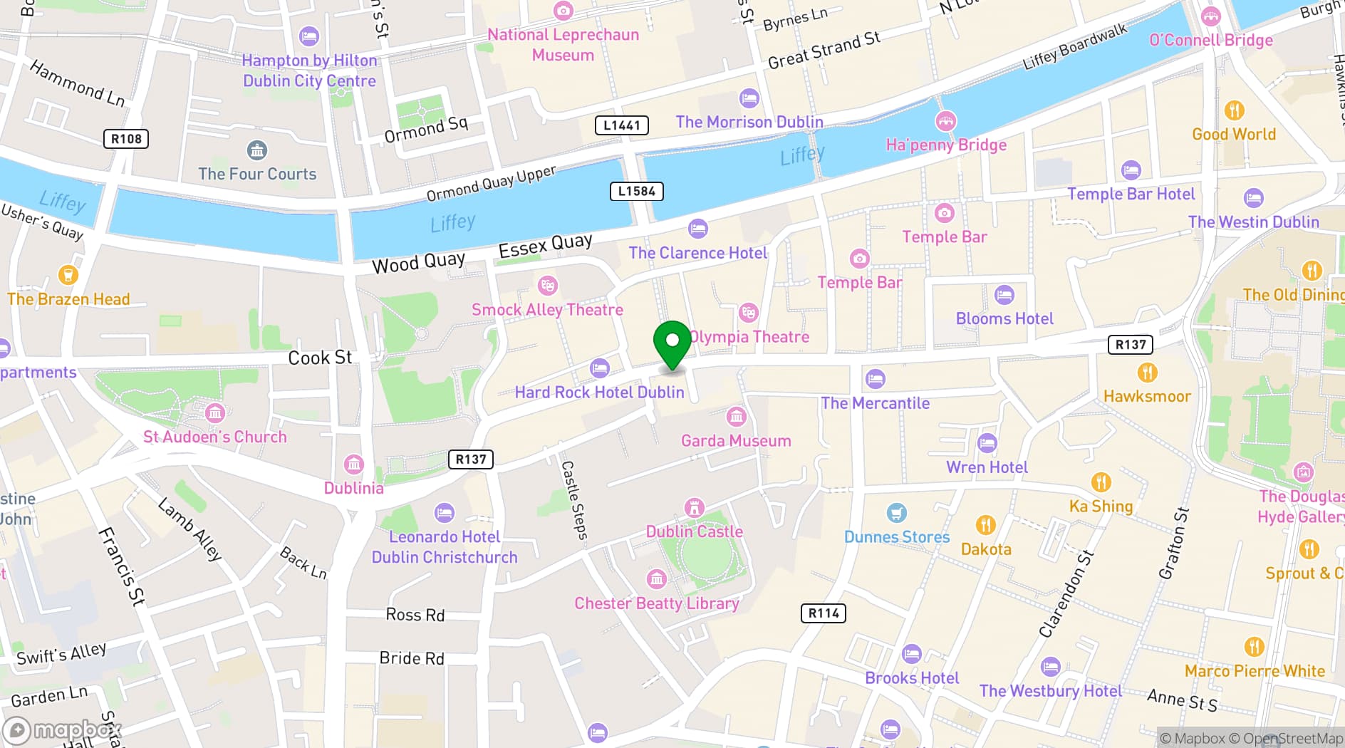 Map showing City Hall