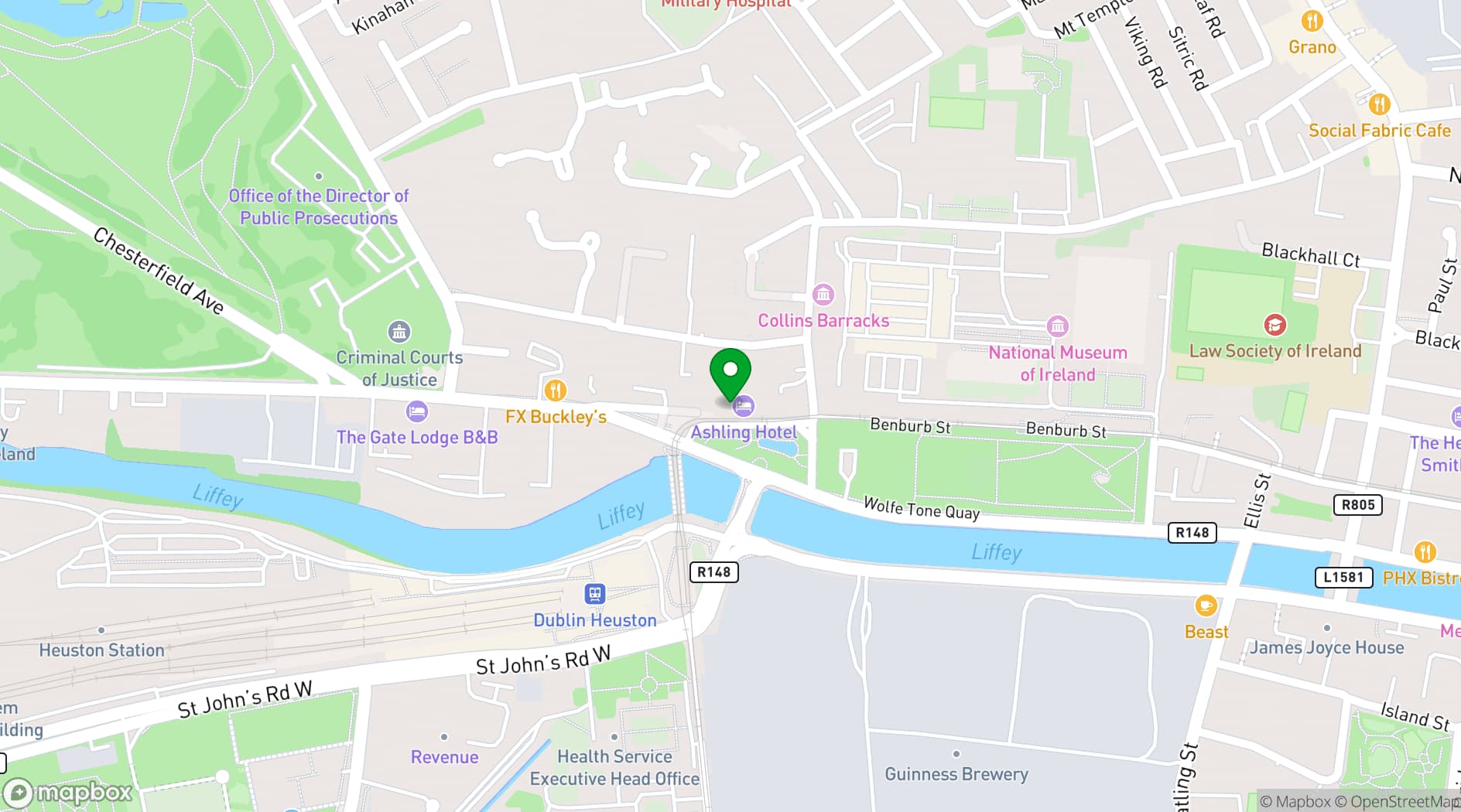 Map showing Ashling Hotel