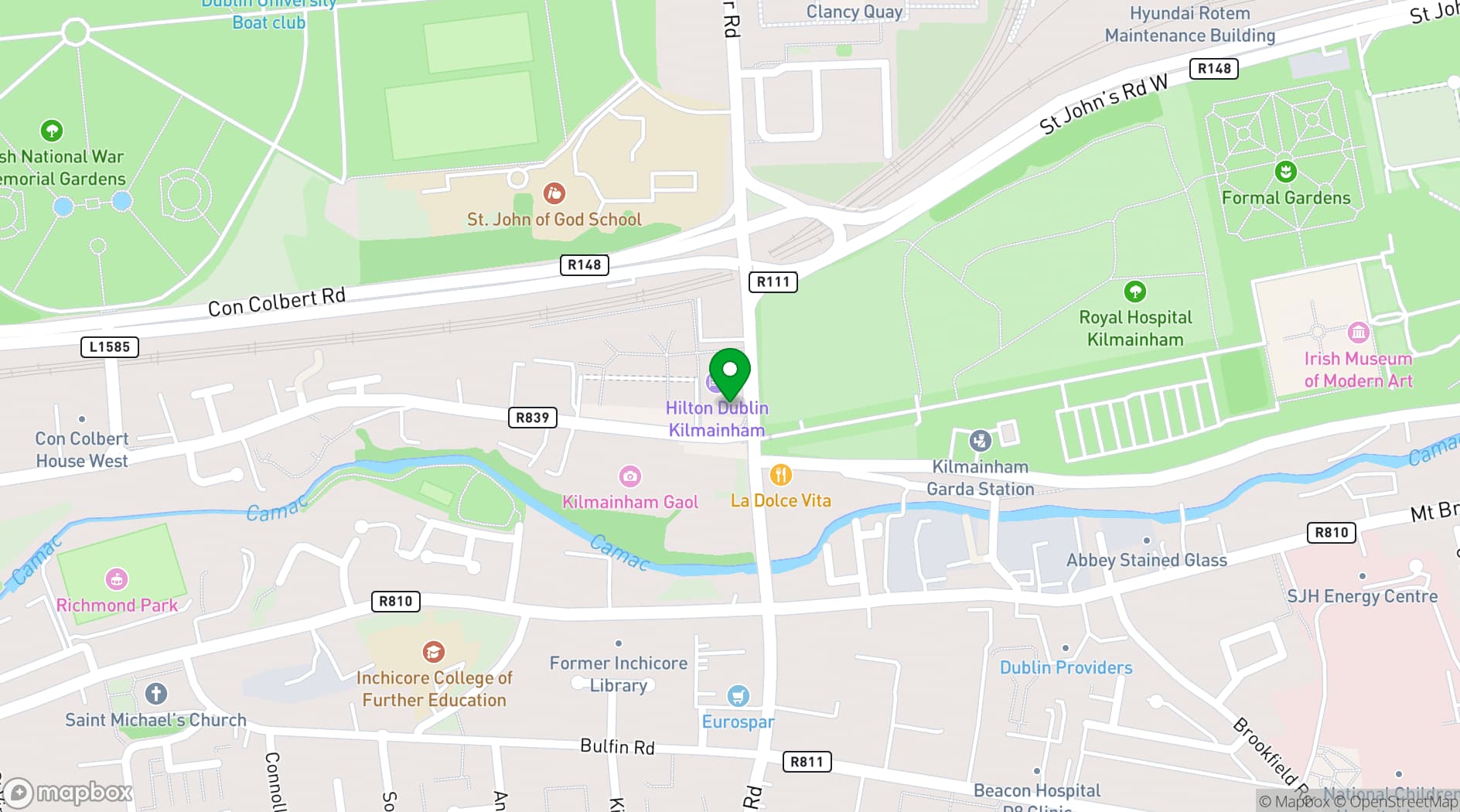 Map showing Hilton Dublin Kilmainham