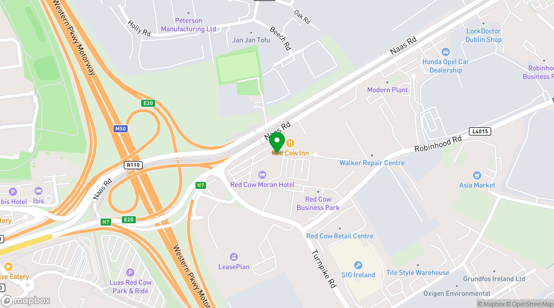 Map showing Red Cow Moran Hotel