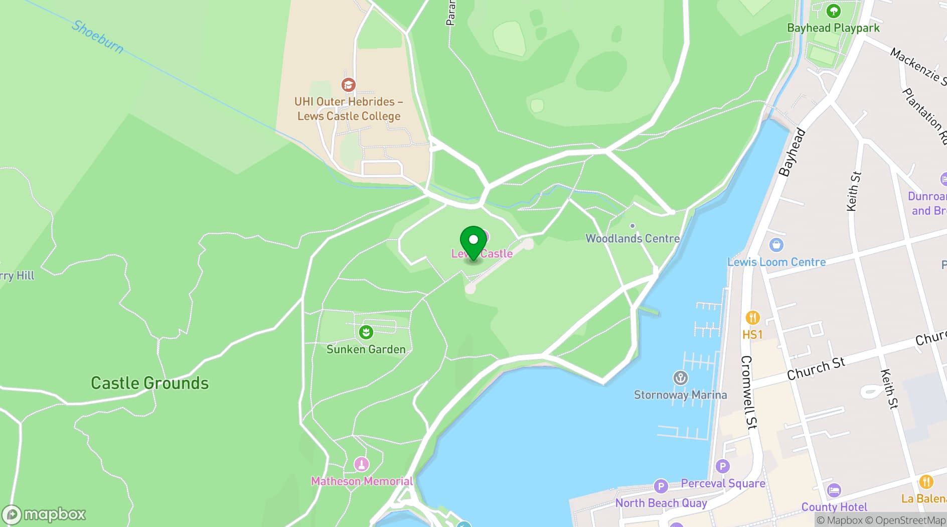 Map showing Lews Castle by Natural Retreats