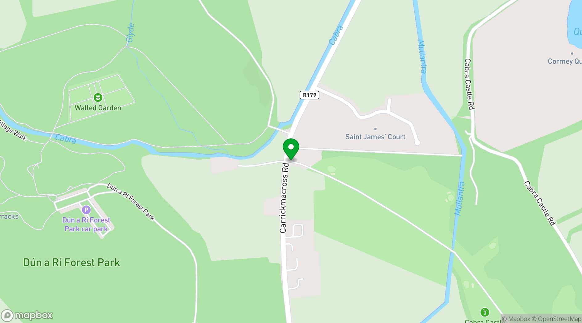 Map showing Cabra Castle