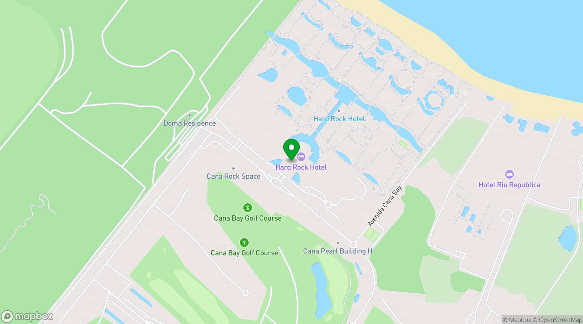 Map showing Hard Rock Hotel and Casino Punta Cana