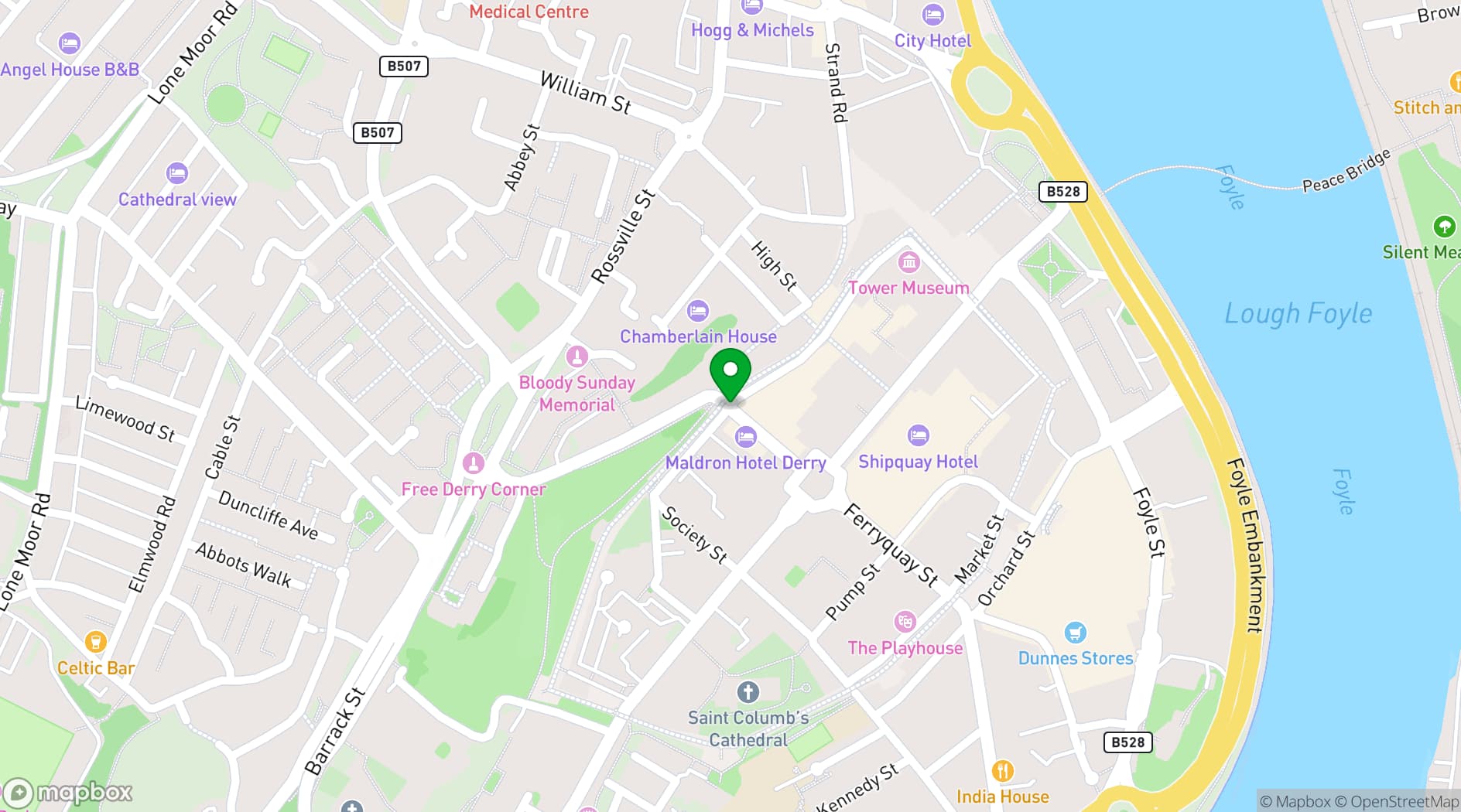 Map showing Maldron Hotel Derry