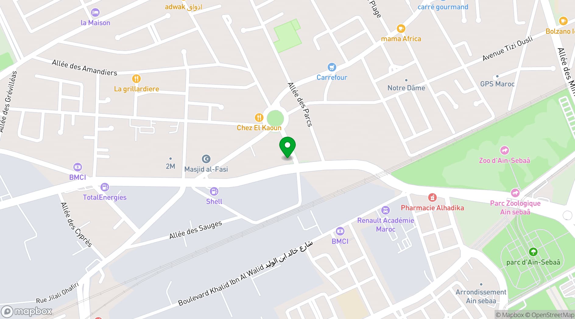 Map showing Le Méridien Casablanca