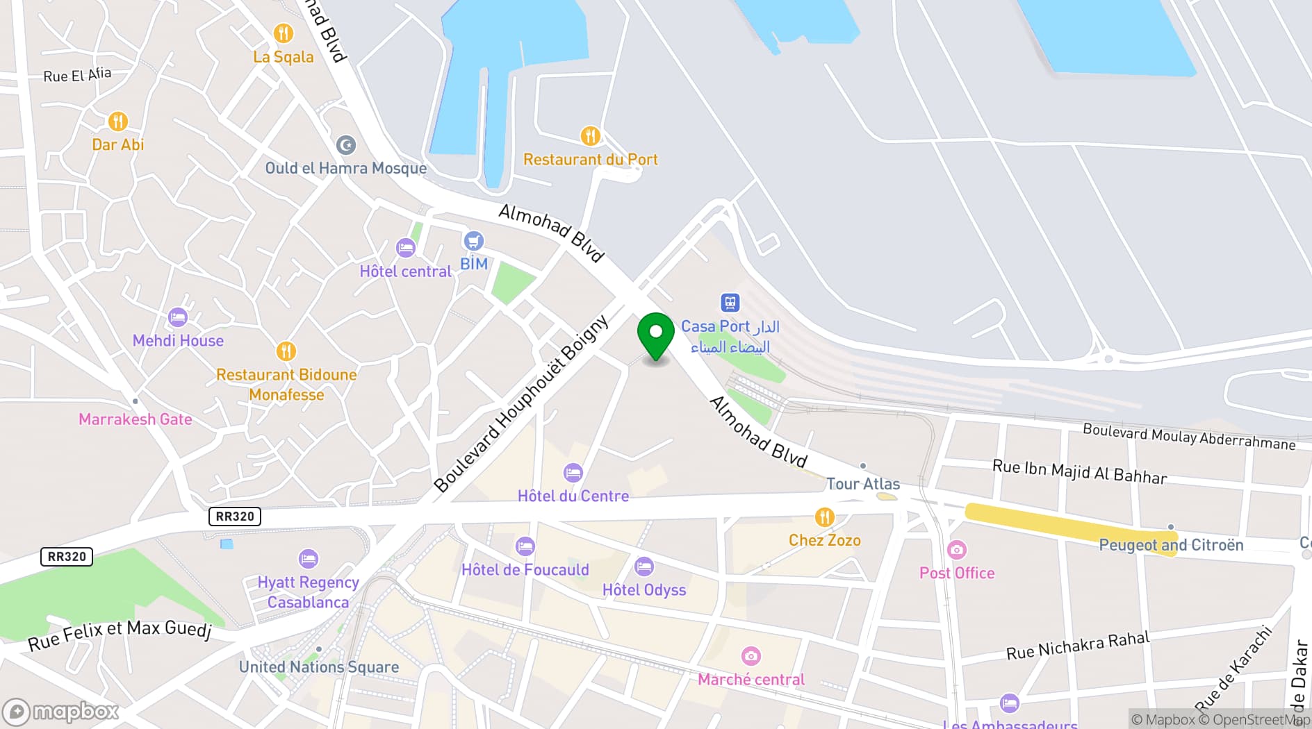Map showing Novotel Casablanca City Center