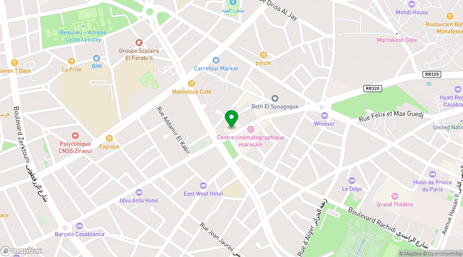 Map showing Barceló Anfa Casablanca