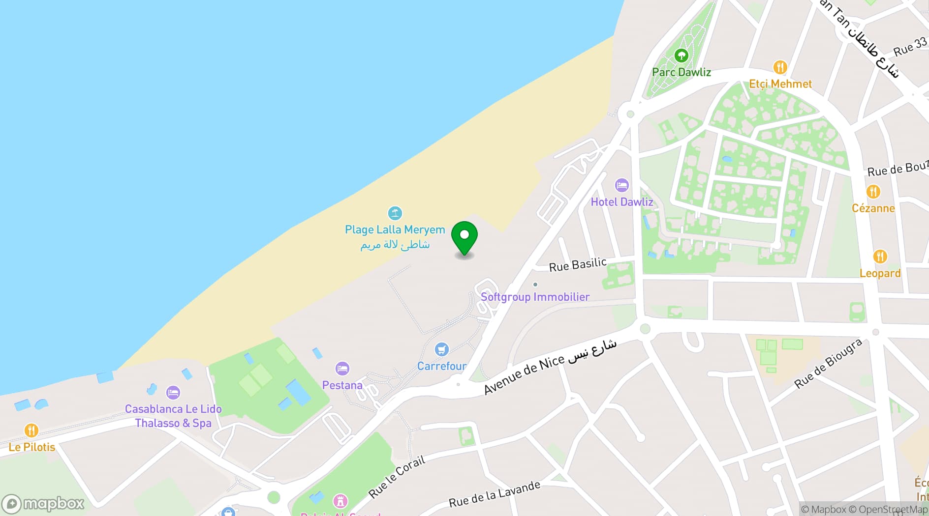 Map showing Four Seasons Hotel Casablanca