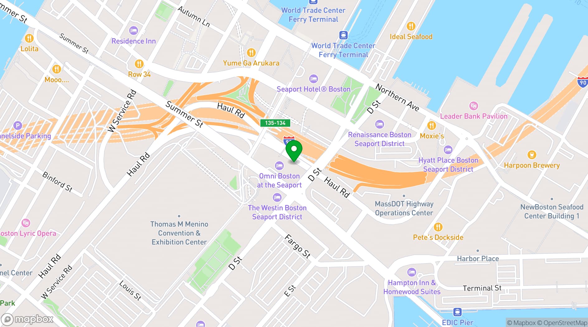 Map showing Seaport Hotel Boston