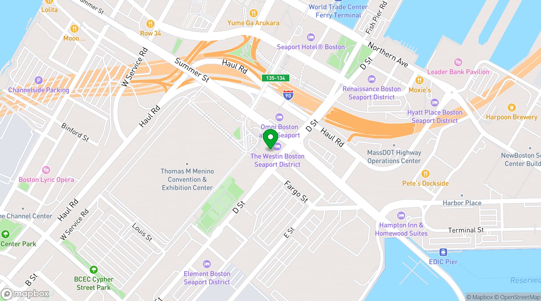 Map showing The Westin Boston Seaport District