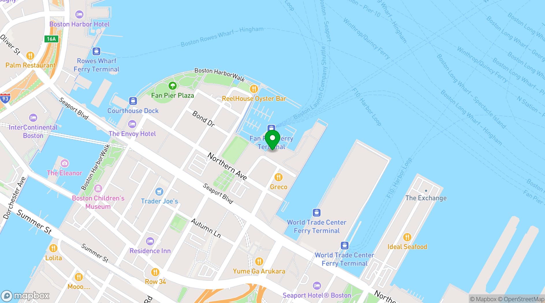 Map showing Institute of Contemporary Art/Boston