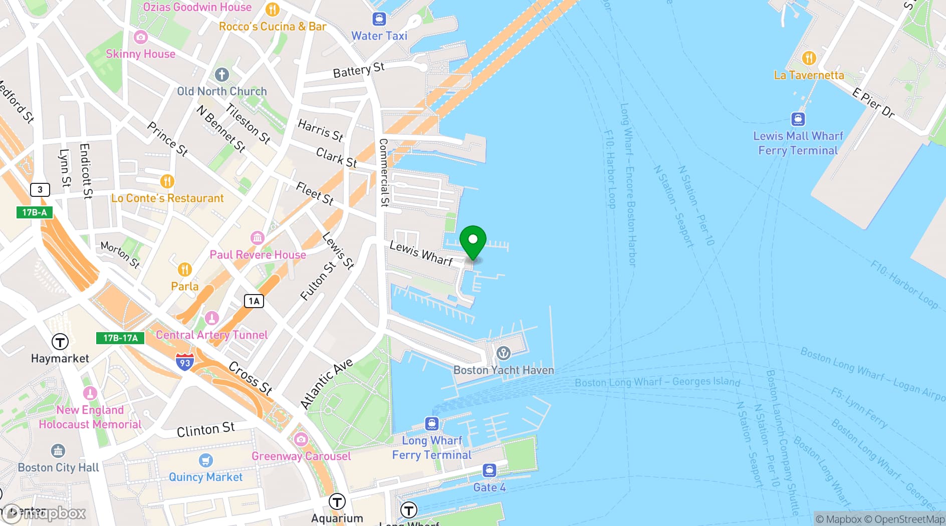 Map showing Boston Sailing Center