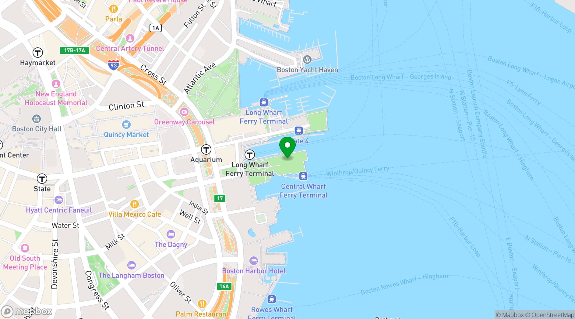 Map showing New England Aquarium