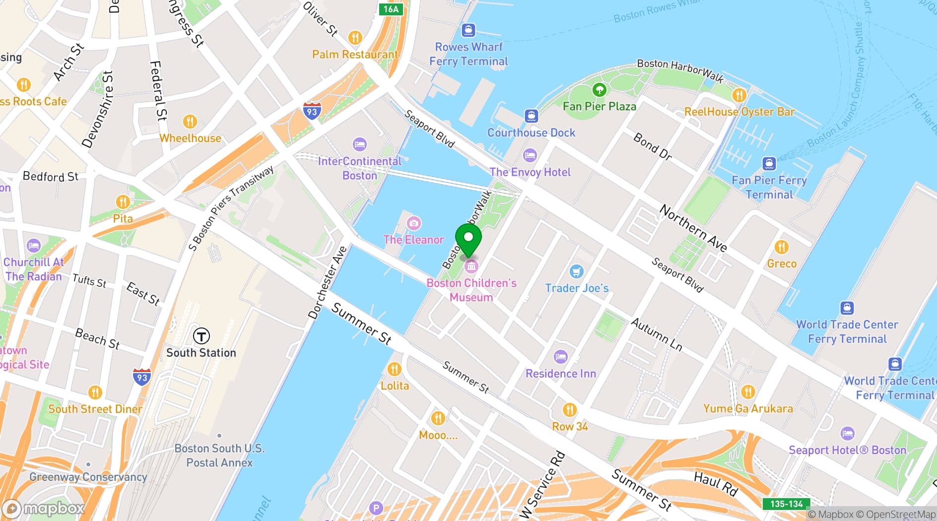 Map showing Boston Children's Museum
