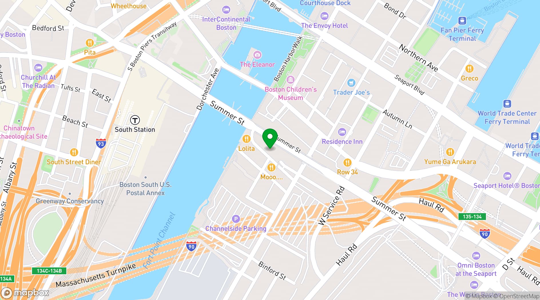 Map showing SPIN Boston