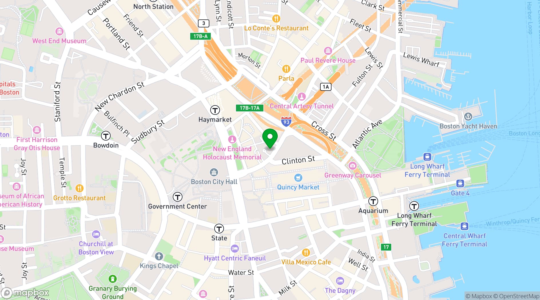 Map showing The Bostonian Hotel Boston Faneuil Hall