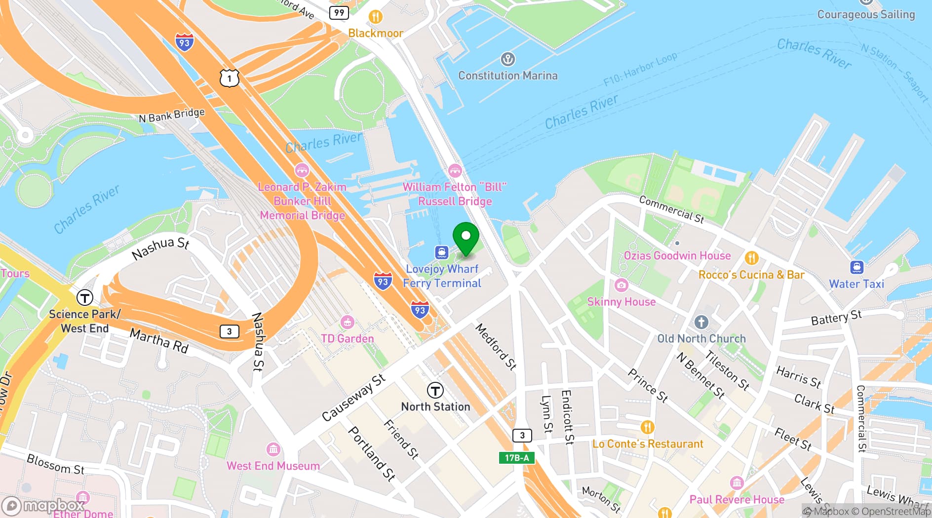 Map showing Night Shift Brewing Beer Gardens