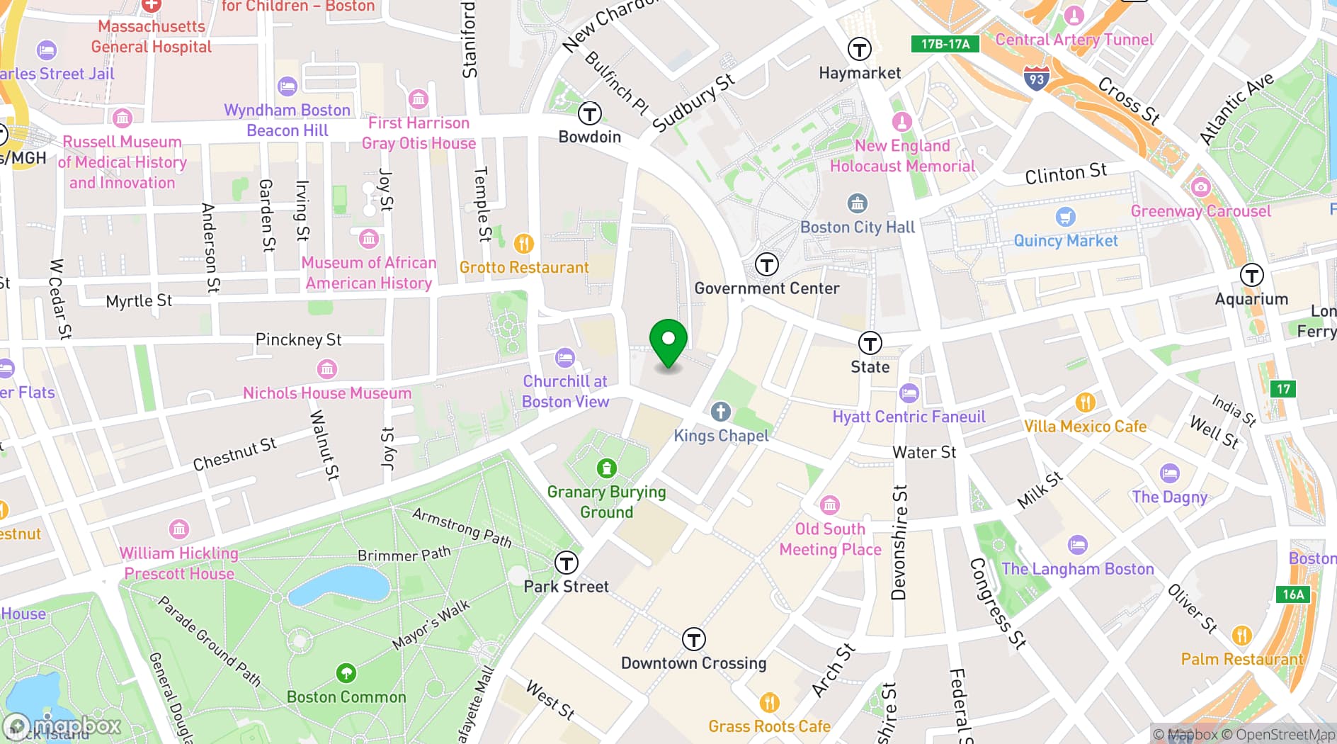 Map showing University of Massachusetts Club