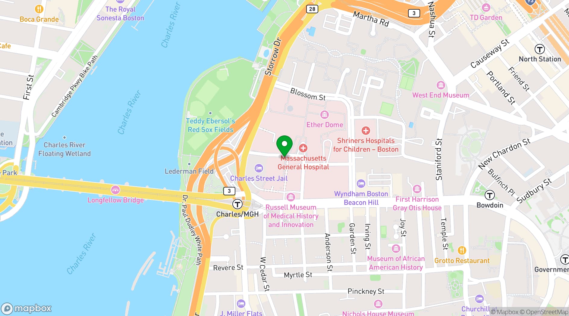 Map showing Alibi Bar & Lounge