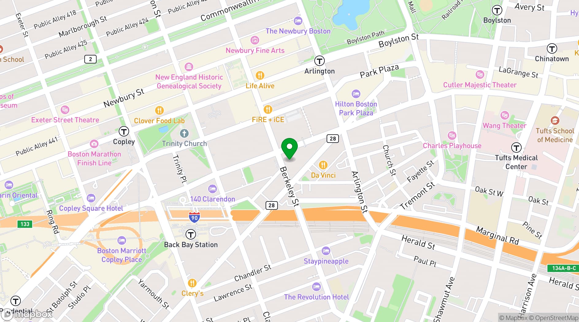 Map showing Grill 23 & Bar