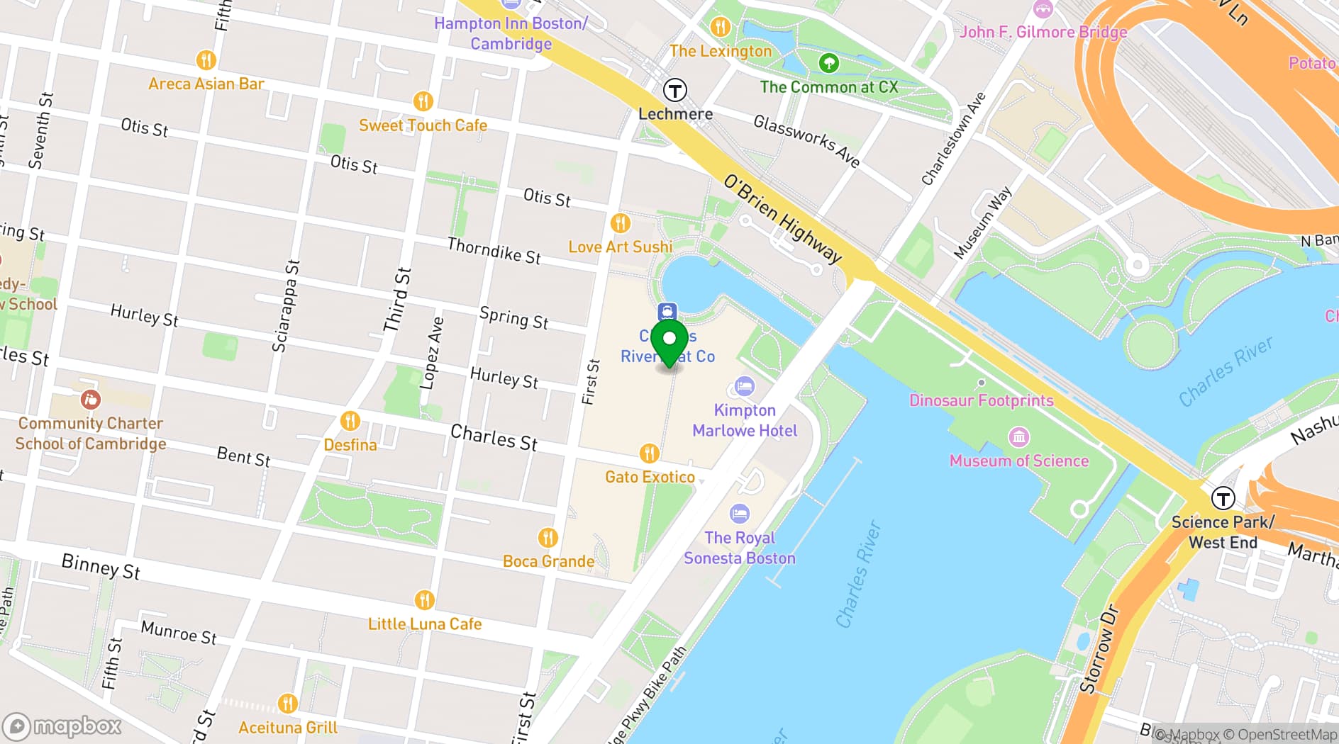 Map showing Charles River Boat Company