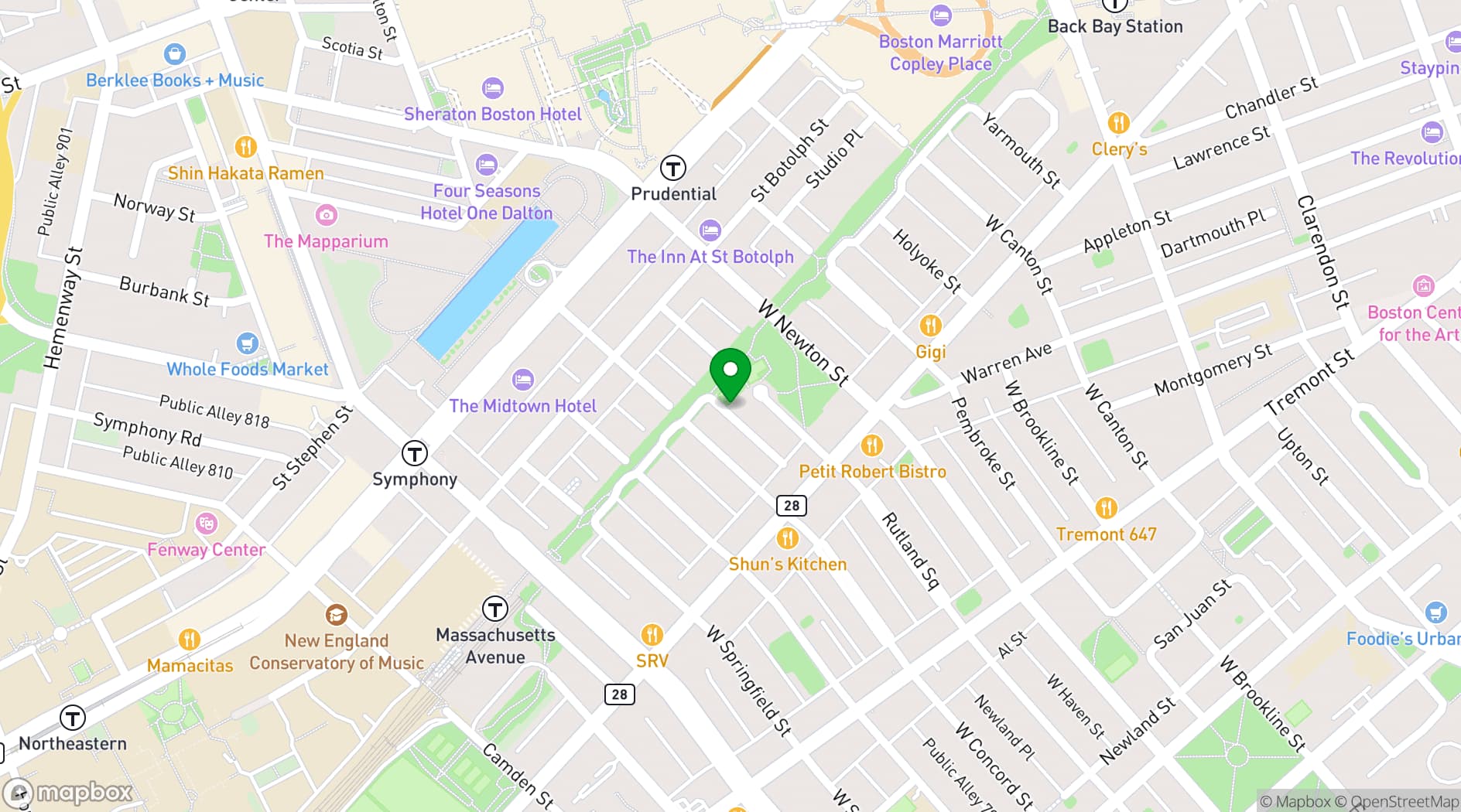 Map showing Titus Sparrow Park Tennis Court