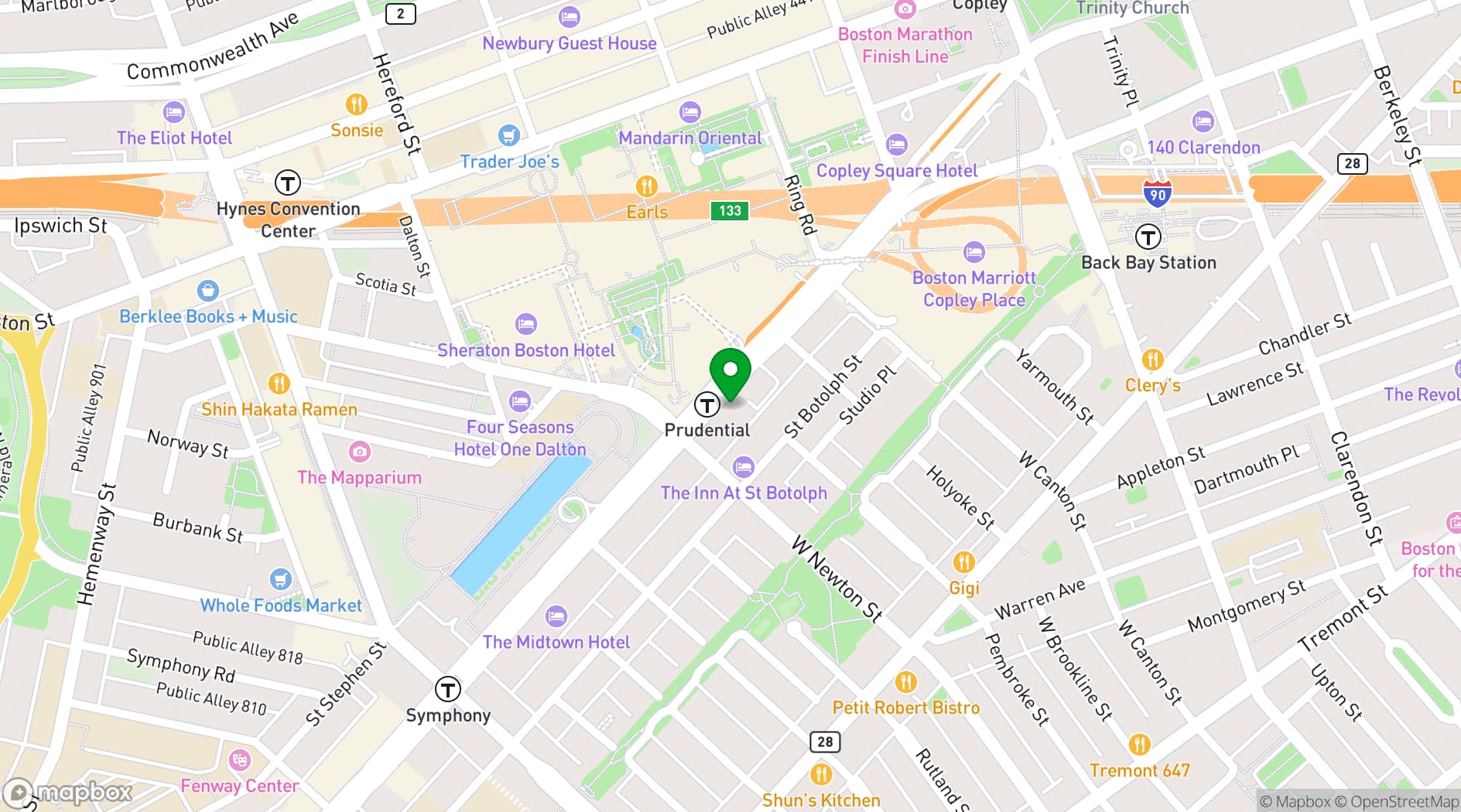 Map showing The Colonnade Hotel