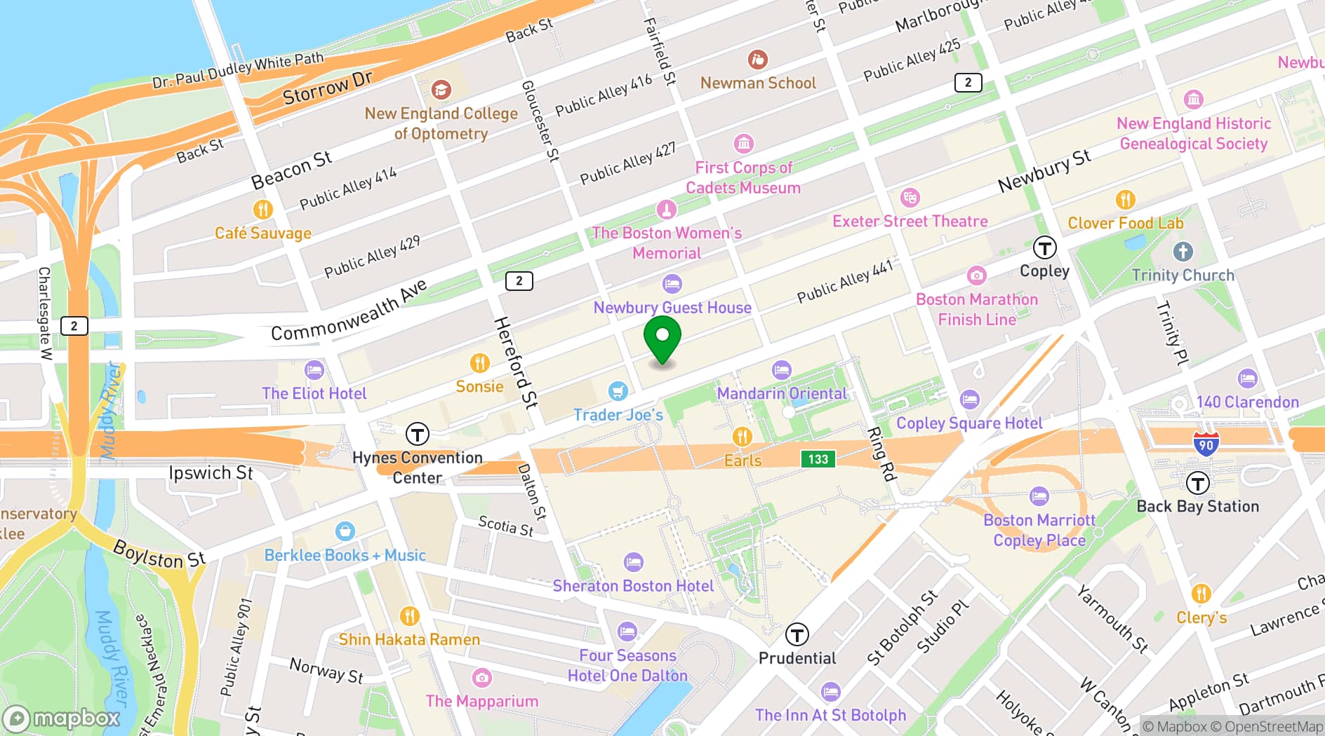 Map showing Back Bay Social
