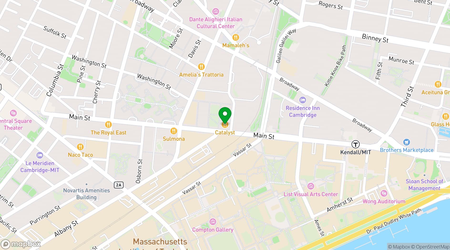 Map showing Catalyst Restaurant