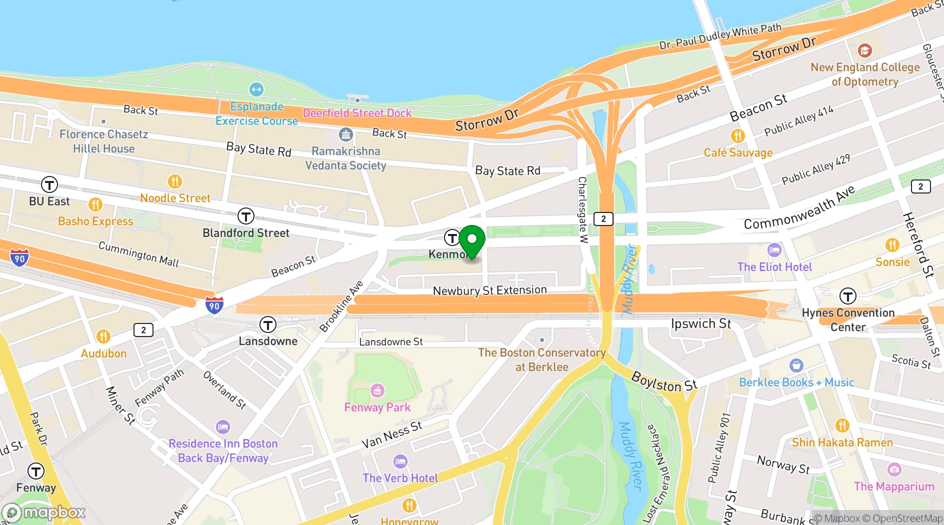 Map showing Hotel Commonwealth