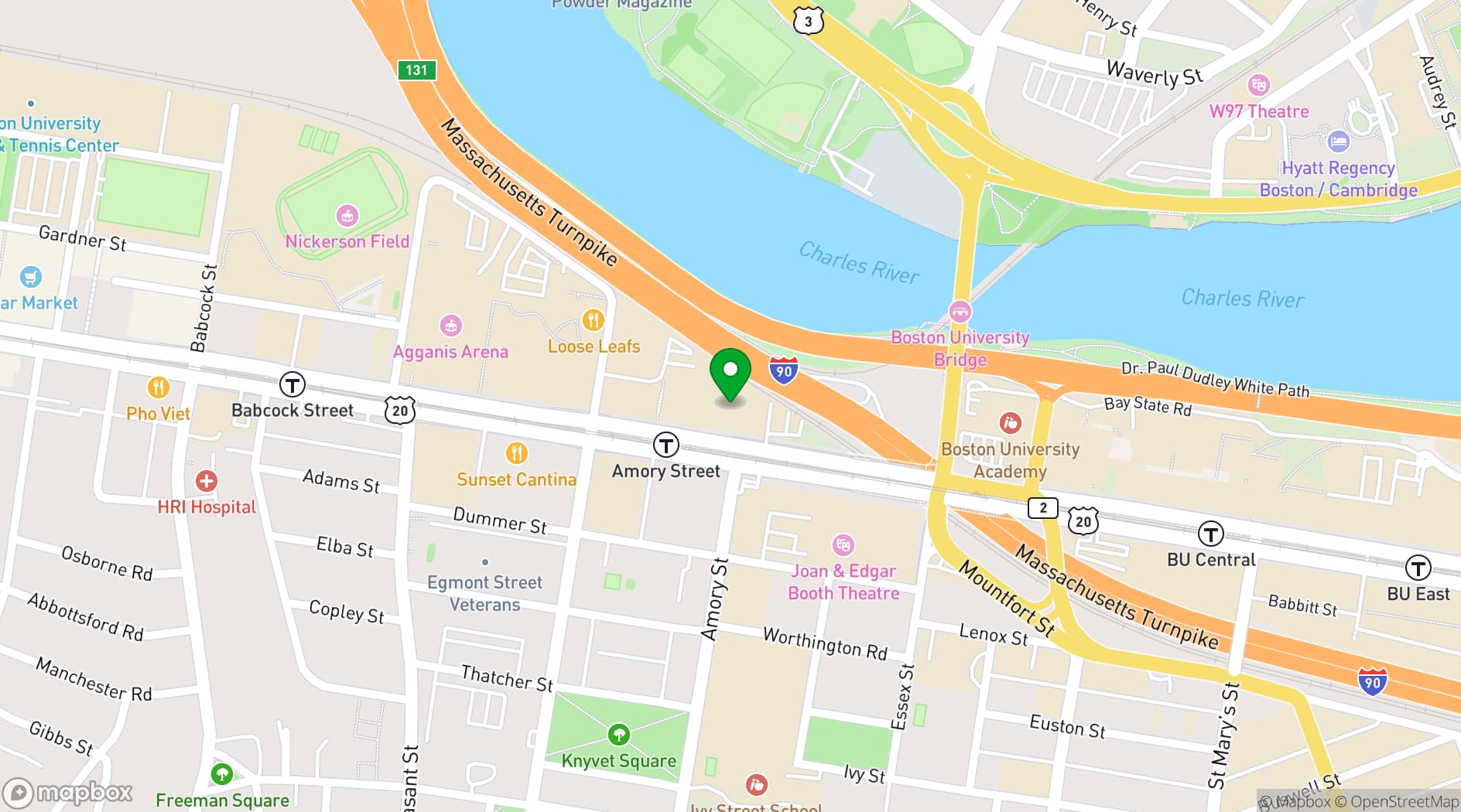 Map showing Boston University Learning & Event Technology Services