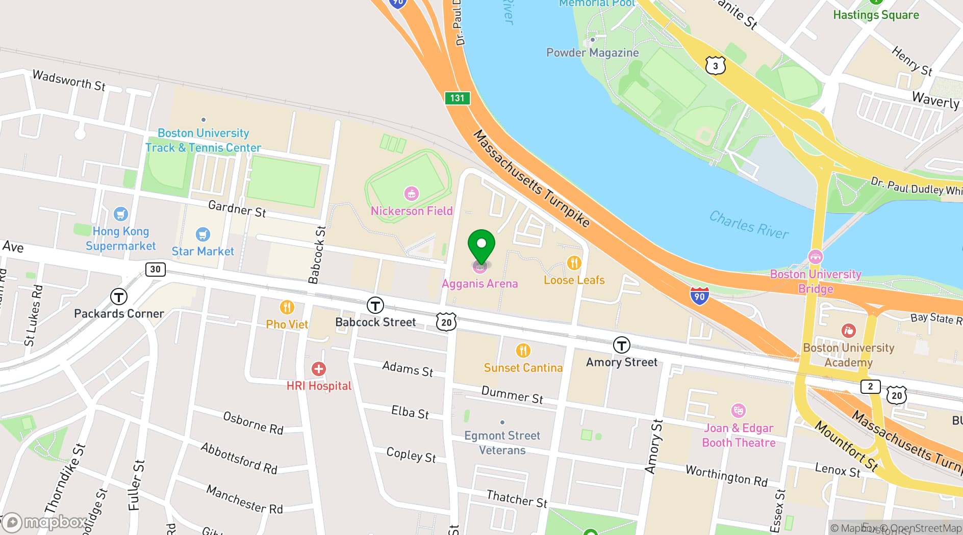 Map showing Agganis Arena