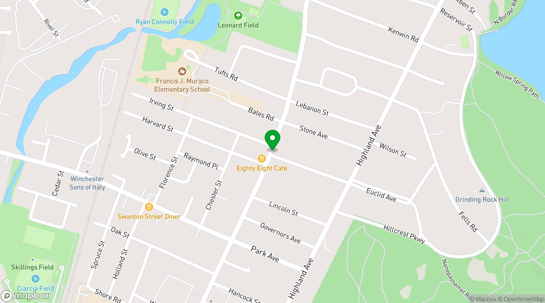 Map showing Hilton Boston/Woburn