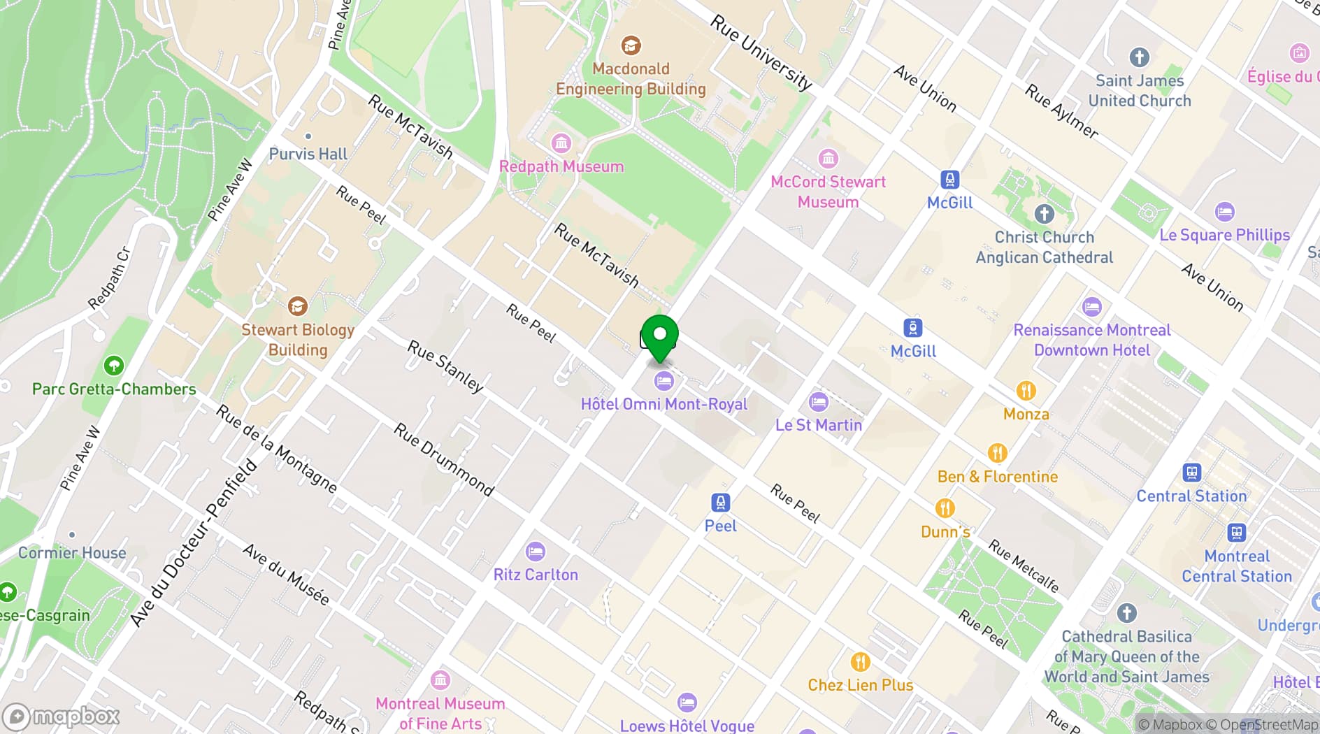 Map showing Omni Mont-Royal