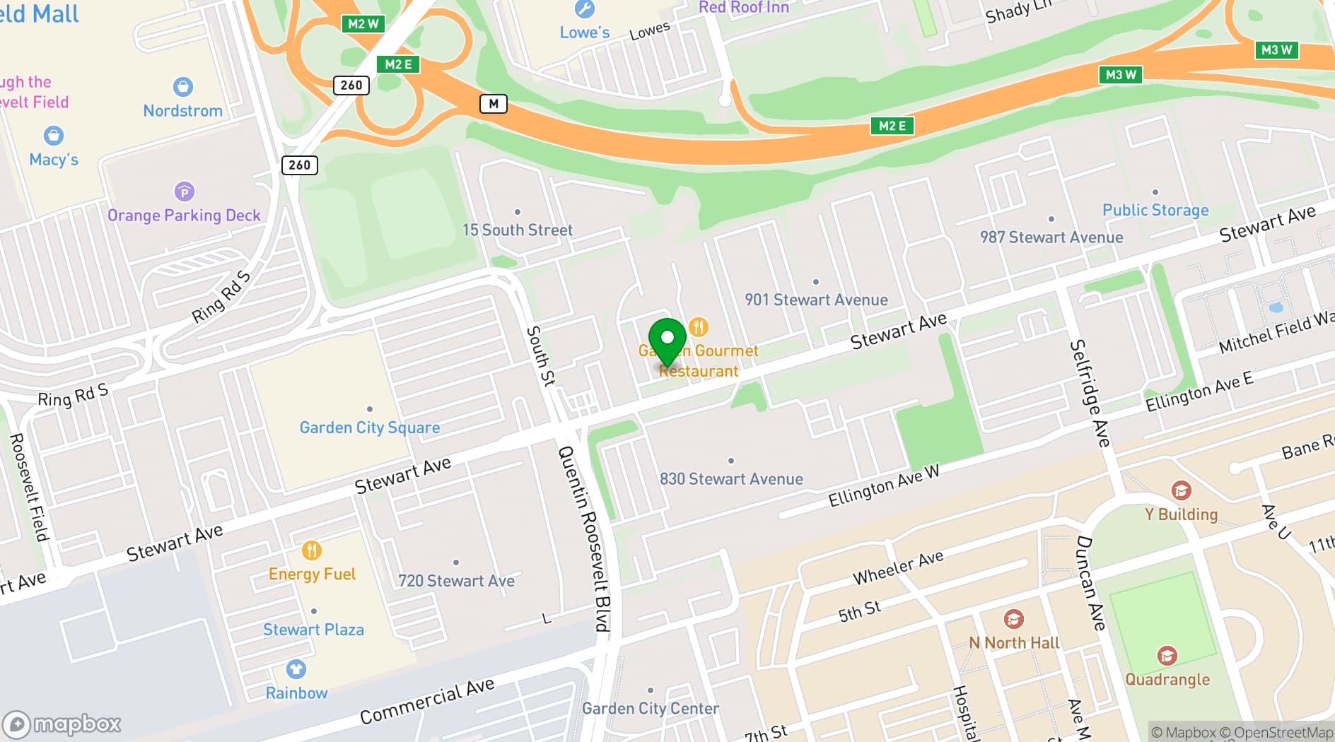 Map showing Garden City Hotel