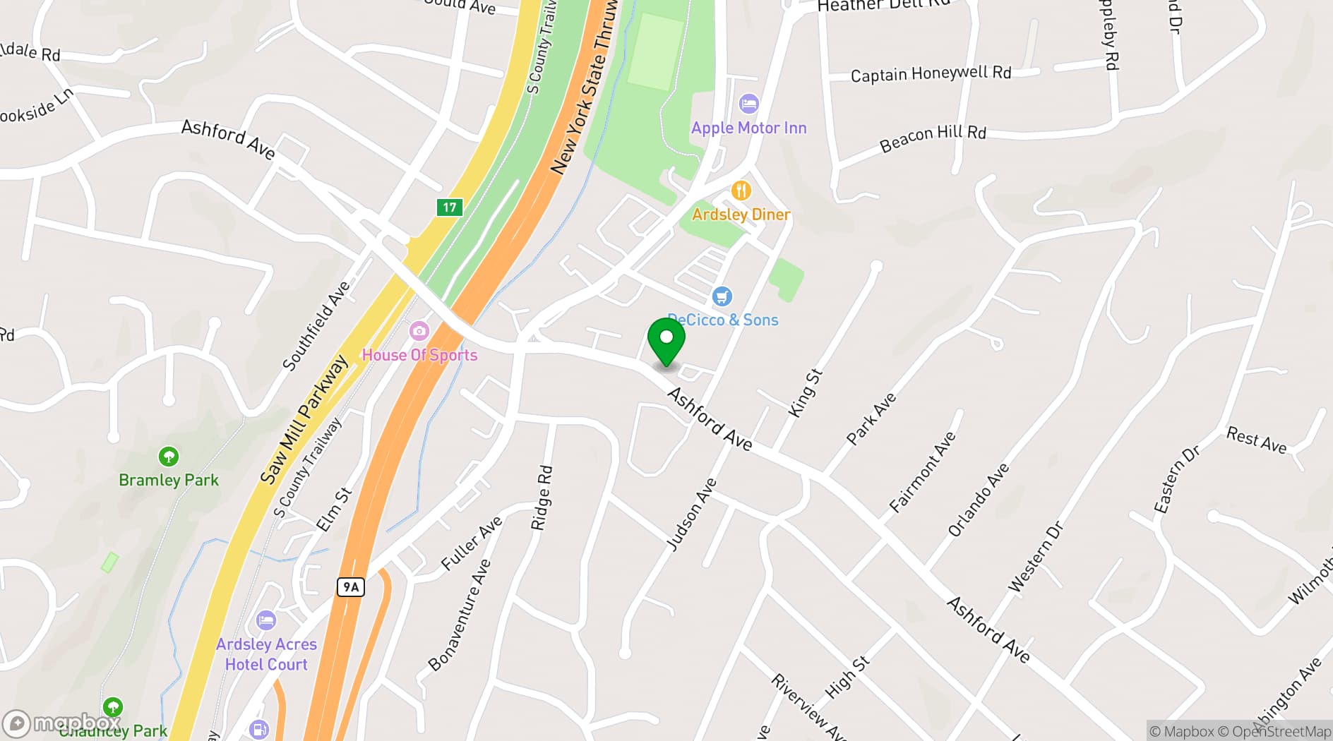 Map showing Village of Ardsley